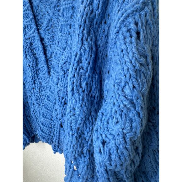 Vici Dusty Blue Chunky Knit Oversized Open Front Cardigan Sweater S - Picture 8 of 15